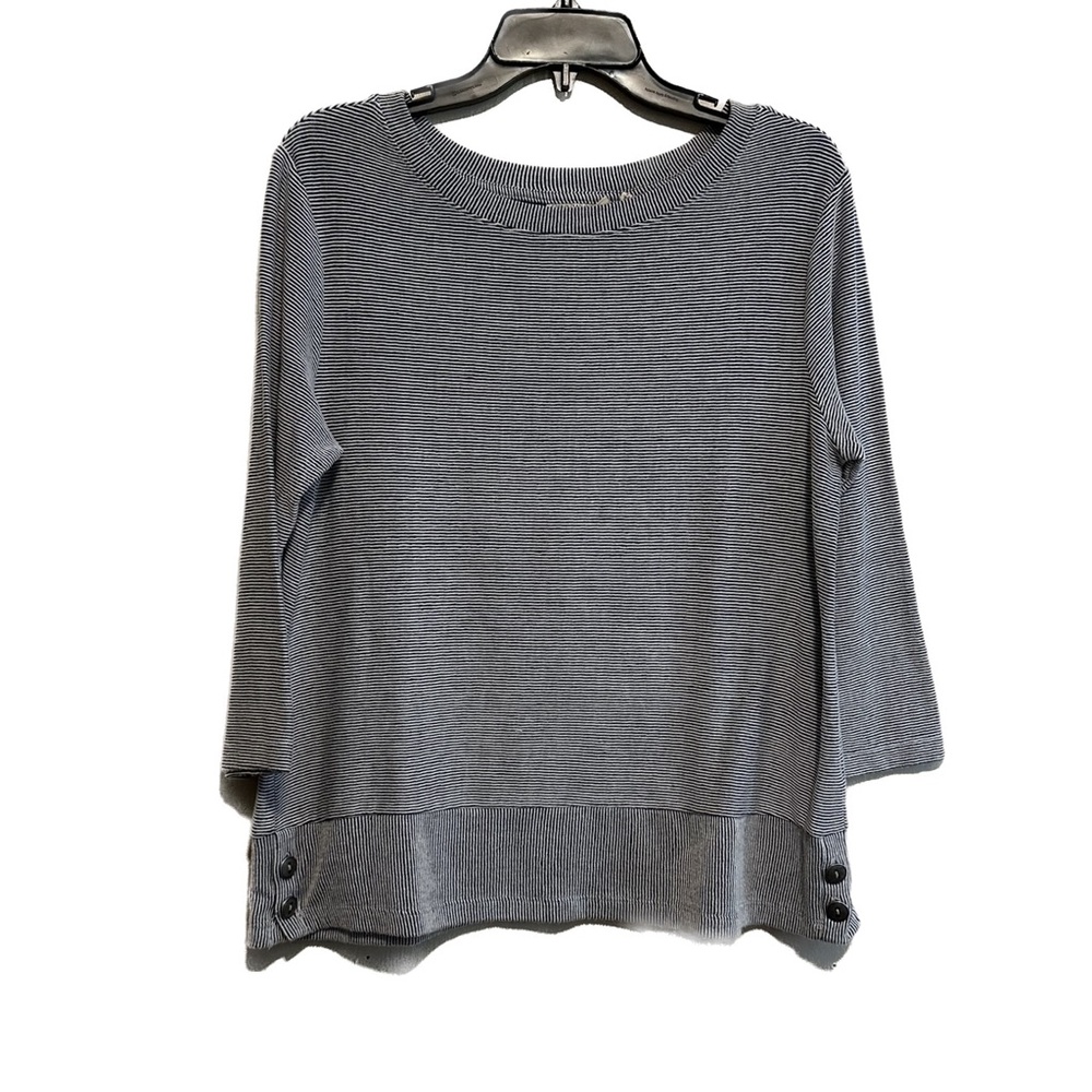 Christian Siriano 3/4 Sleeve Ribbed Shirt women’s size Large Navy and White